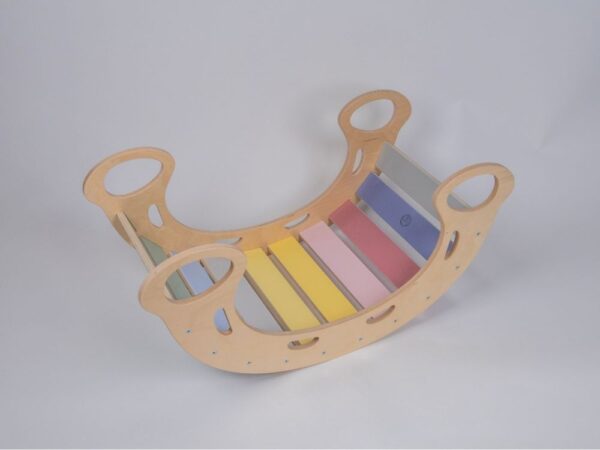 Wooden Montessori swing PRO 5in1 set with board 2in1 pastel