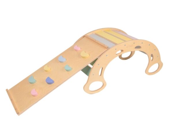 Wooden Montessori swing PRO 5in1 set with board 2in1 pastel