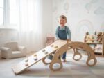 Wooden Montessori swing PRO 5in1 set with board 2in1 pastel
