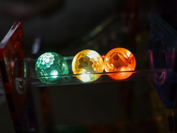 Magnetic building set EliFix fresh - ball track 222 pcs + luminous balls
