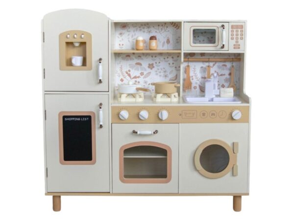Baby wooden kitchen with sounds - cream with flowers