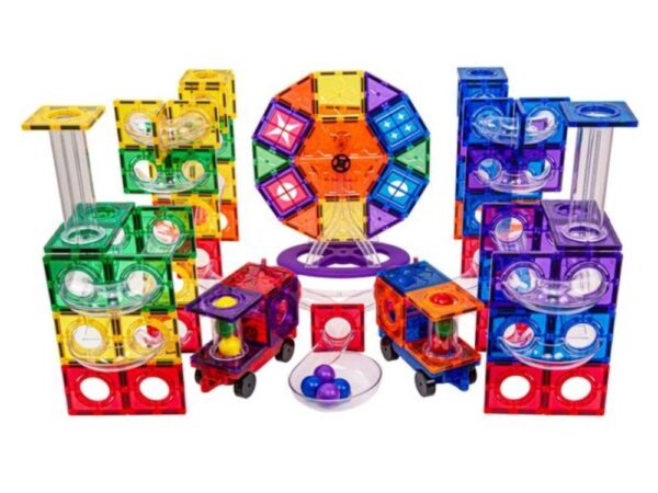 Magnetic building set EliFix fresh - ball track 222 pcs + luminous balls