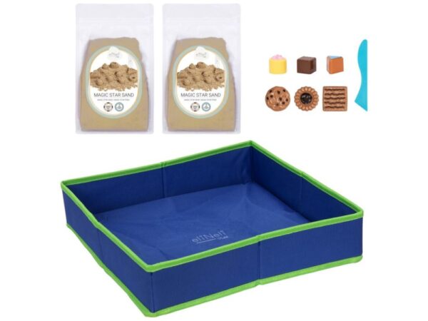 Kinetic sand with sandbox and moulds