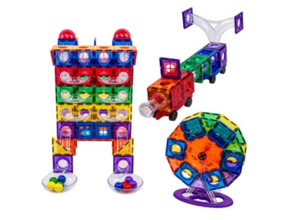 Magnetic building set EliFix fresh - ball track 222 pcs + luminous balls