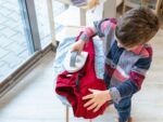 Children's ironing board with iron