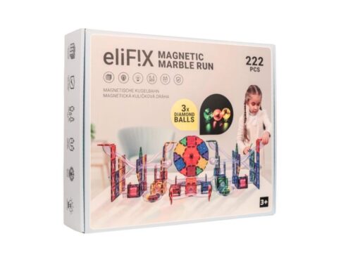 Magnetic building set EliFix fresh - ball track 222 pcs + luminous balls