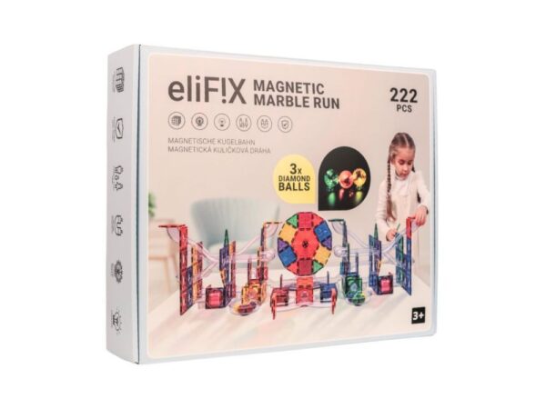Magnetic building set EliFix fresh - ball track 222 pcs + luminous balls