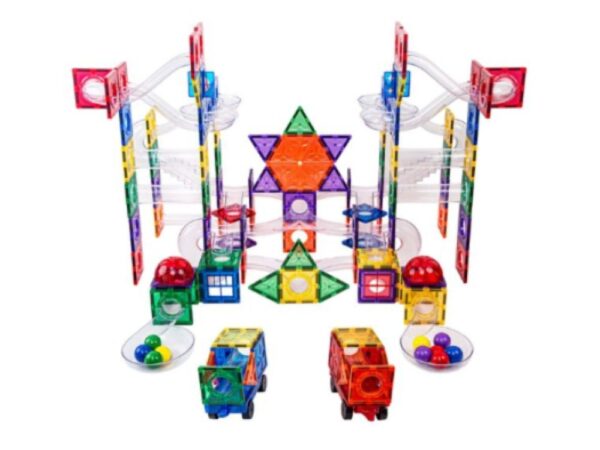 Magnetic building set EliFix fresh - ball track 222 pcs + luminous balls