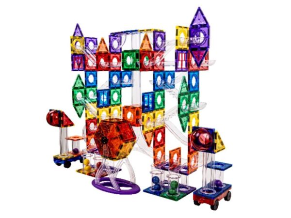 Magnetic building set EliFix fresh - ball track 222 pcs + luminous balls