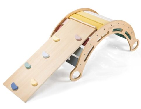 Wooden Montessori swing 100 cm 6in1 max with board and chair - set pastel