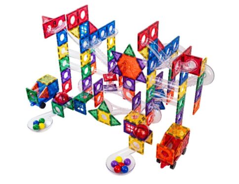 Magnetic building set EliFix fresh - ball track 222 pcs + luminous balls