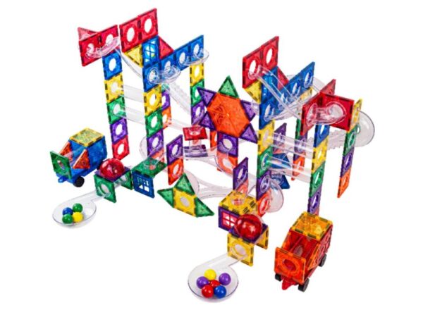 Magnetic building set EliFix fresh - ball track 222 pcs + luminous balls