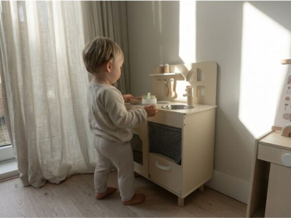 Children's wooden kitchen with window