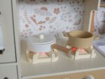 Baby wooden kitchen with sounds - cream with flowers