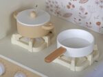 Baby wooden kitchen with sounds - cream with flowers