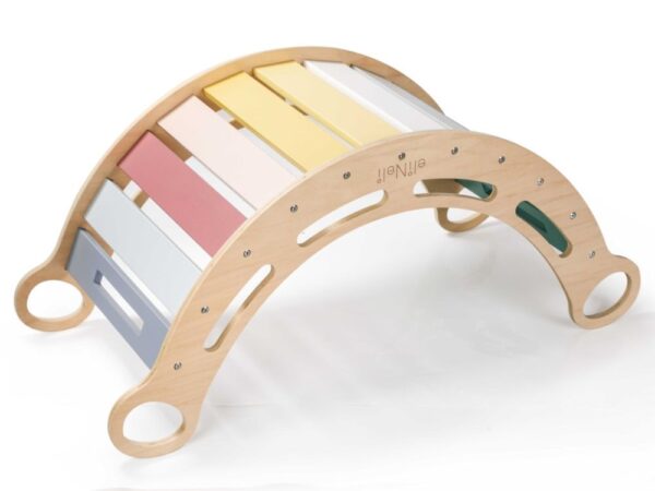 Wooden Montessori swing 100 cm 6in1 max with board and chair - set pastel