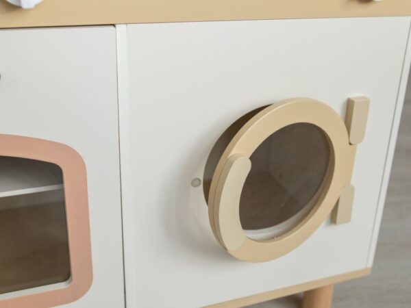 Baby wooden kitchen with sounds - cream with flowers