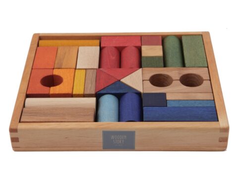 Wooden Story drvene kocke u kutiji – Rainbow 30 komada